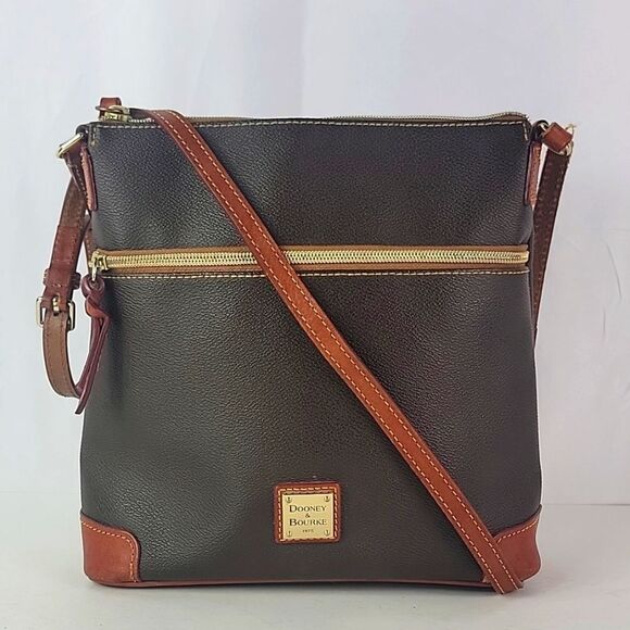 Dooney & Bourke Handbags - Dooney & Bourke Dark Brown Crossbody with Tan Trim
